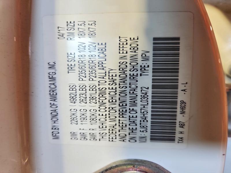 65441616 :رقم المزاد ، 5J8TB4H57HL036472 vin ، 2017 Acura Rdx مزاد بيع