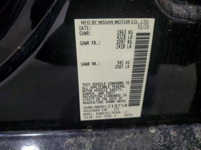 2020 Nissan Altima მანქანა იყიდება აუქციონზე, vin: 1N4BL4BV0LC219758, აუქციონის ნომერი: 63585376