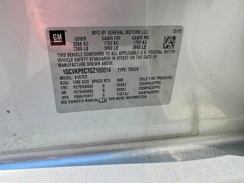 65343286 :رقم المزاد ، 1GCVKPEC7GZ180014 vin ، 2016 Chevrolet Silverado مزاد بيع