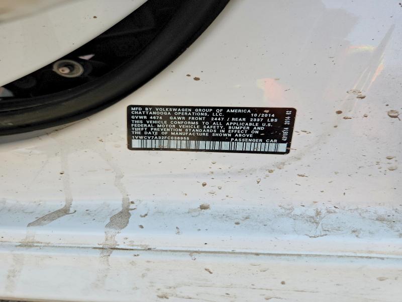63556416 :رقم المزاد ، 1VWCV7A32FC036955 vin ، 2015 Volkswagen Passat مزاد بيع
