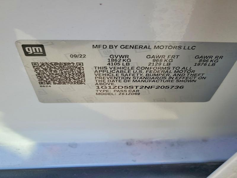 Aukcja sprzedaży 2022 Chevrolet Malibu, vin: 1G1ZD5ST2NF205736, numer aukcji: 66774136