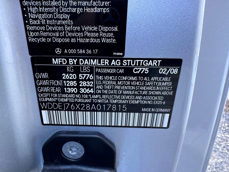 Продаж на аукціоні авто 2008 Mercedes-benz Cl, vin: WDDEJ76X28A017815, номер лоту: 66050086