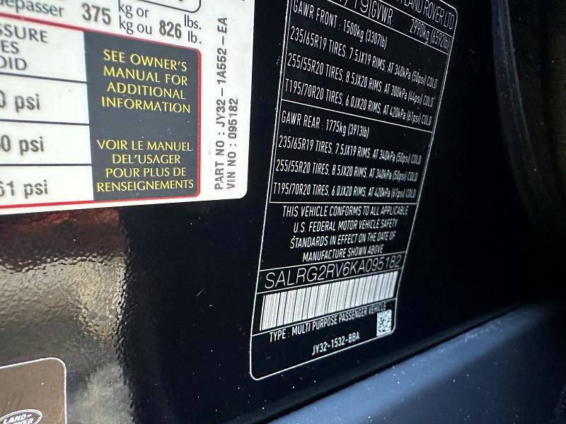 66961356 :رقم المزاد ، SALRG2RV6KA095182 vin ، 2019 Land Rover Discovery مزاد بيع