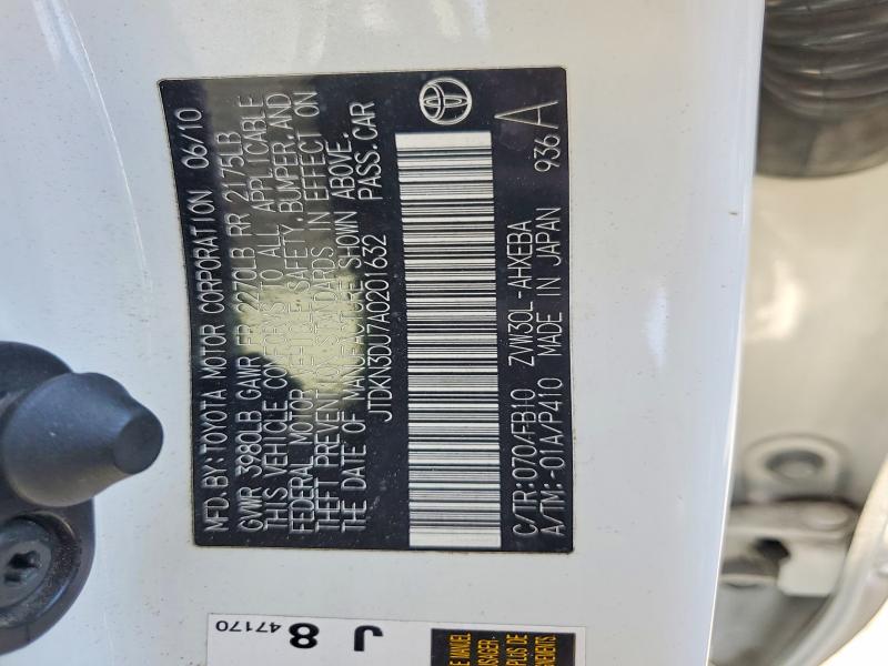 65317746 :رقم المزاد ، JTDKN3DU7A0201632 vin ، 2010 Toyota Prius مزاد بيع
