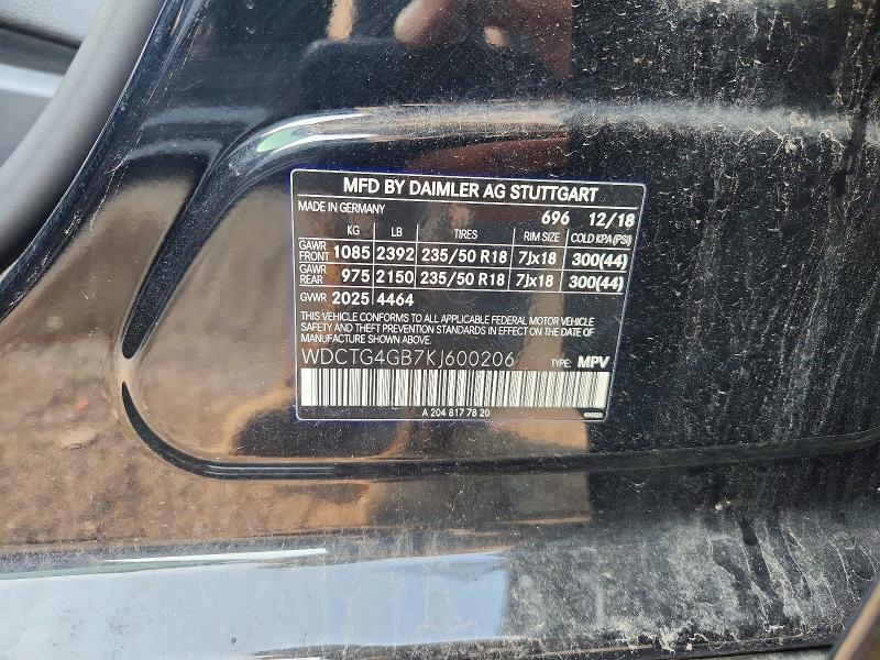 Продаж на аукціоні авто 2019 Mercedes-benz Gla, vin: WDCTG4GB7KJ600206, номер лоту: 63737626