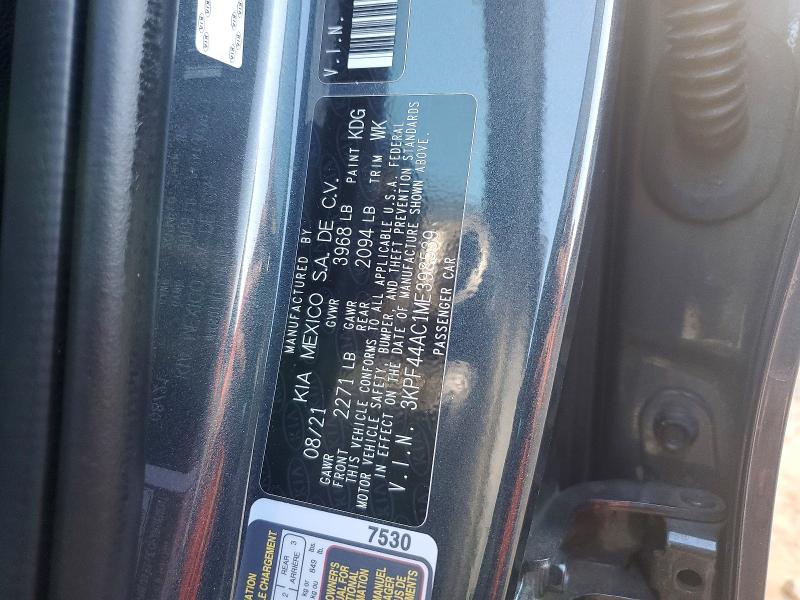 2021 Kia Forte მანქანა იყიდება აუქციონზე, vin: 3KPF44AC1ME398539, აუქციონის ნომერი: 66504246