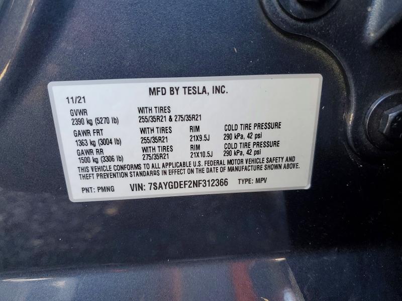 Продаж на аукціоні авто 2022 Tesla Model Y, vin: 7SAYGDEF2NF312366, номер лоту: 63597616