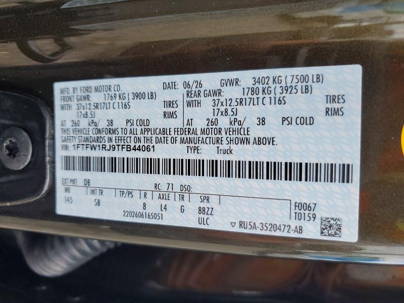 Продажа на аукционе авто 2026 Ford F150, vin: 1FTFW1RJ9TFB44061, номер лота: 65949716