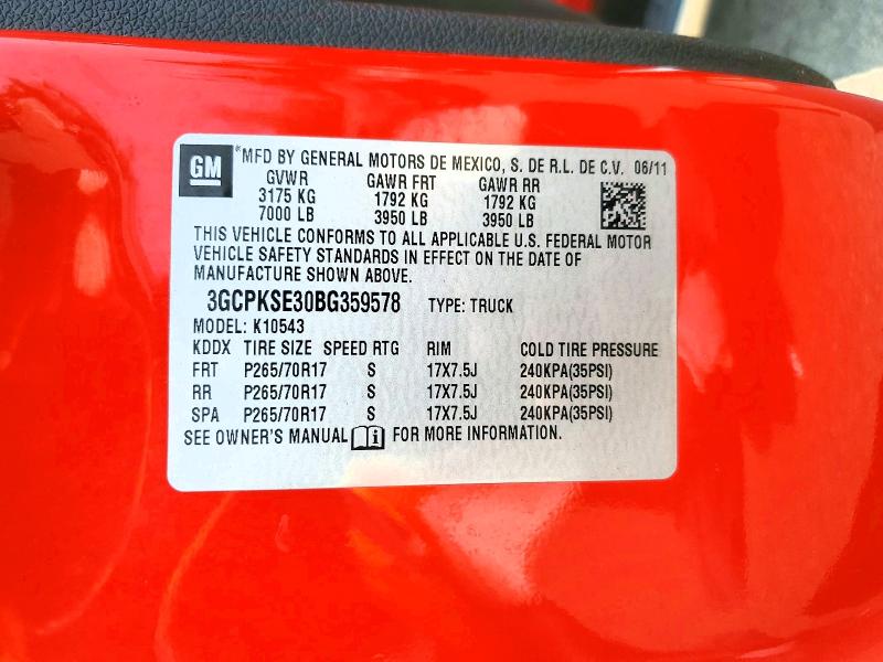 2011 Chevrolet Silverado მანქანა იყიდება აუქციონზე, vin: 3GCPKSE30BG359578, აუქციონის ნომერი: 64796526