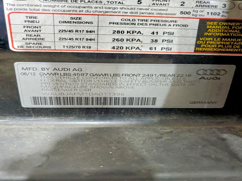 Aukcja sprzedaży 2013 Audi A3, vin: WAUBJAFM1DA011396, numer aukcji: 63648476