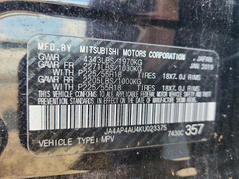 65861426 :رقم المزاد ، JA4AP4AU4KU023375 vin ، 2019 Mitsubishi Outlander Sport مزاد بيع