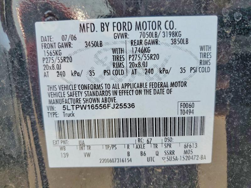2006 Lincoln Mark Lt მანქანა იყიდება აუქციონზე, vin: 5LTPW16556FJ25536, აუქციონის ნომერი: 64759606