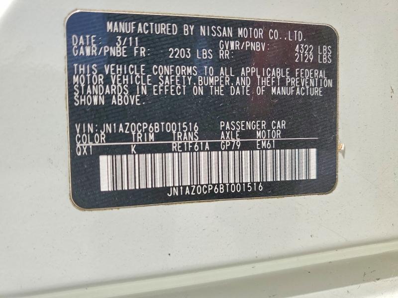 Auction sale of the 2011 Nissan Leaf, vin: JN1AZ0CP6BT001516, lot number: 63728476