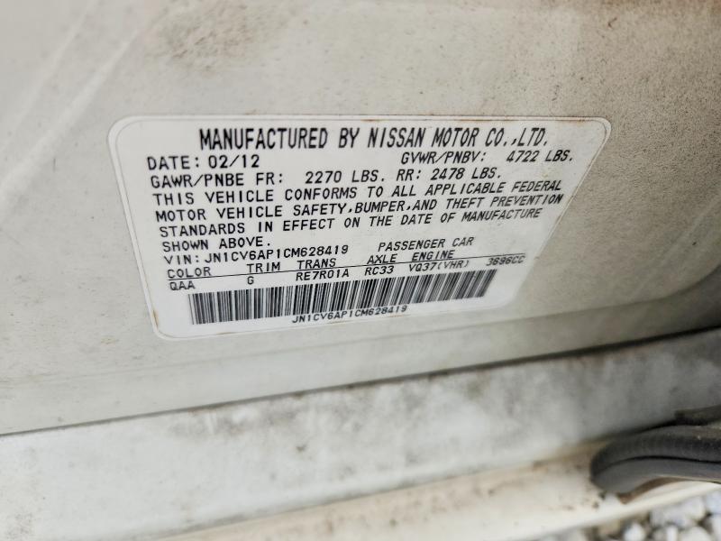 64217176 :رقم المزاد ، JN1CV6AP1CM628419 vin ، 2012 Infiniti G37 Sedan مزاد بيع