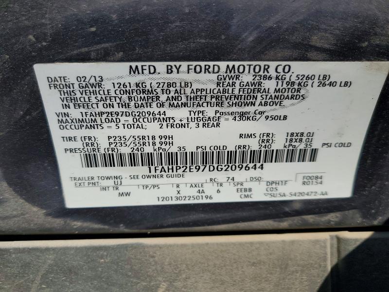 64639206 :رقم المزاد ، 1FAHP2E97DG209644 vin ، 2013 Ford Taurus مزاد بيع