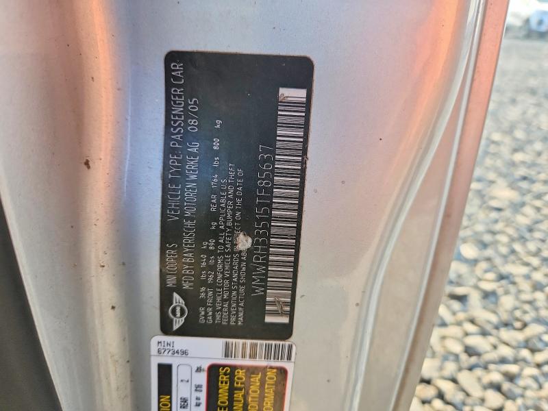 Aukcja sprzedaży 2005 Mini Cooper, vin: WMWRH33515TF85637, numer aukcji: 63601326