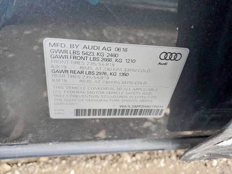 Aukcja sprzedaży 2017 Audi Q5, vin: WA1L2AFP2HA015634, numer aukcji: 63671386