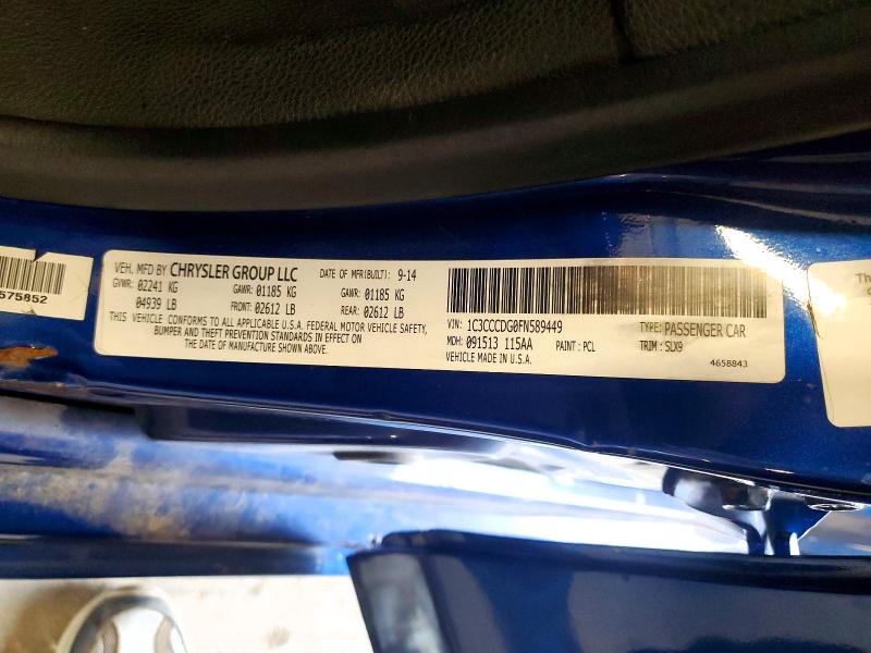 64563396 :رقم المزاد ، 1C3CCCDG0FN589449 vin ، 2015 Chrysler 200 مزاد بيع
