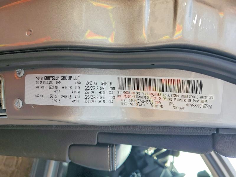 65688696 :رقم المزاد ، 1C4PJMCS7FW546719 vin ، 2015 Jeep Cherokee مزاد بيع