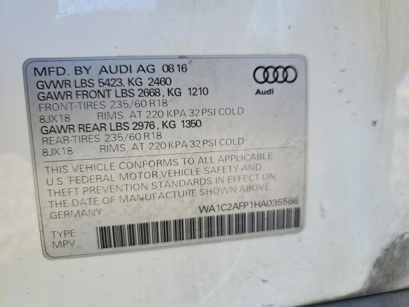 Продажа на аукционе авто 2017 Audi Q5, vin: WA1C2AFP1HA035566, номер лота: 63222666