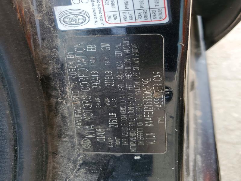 Продаж на аукціоні авто 2008 Kia Spectra, vin: KNAFE121585565492, номер лоту: 63864076