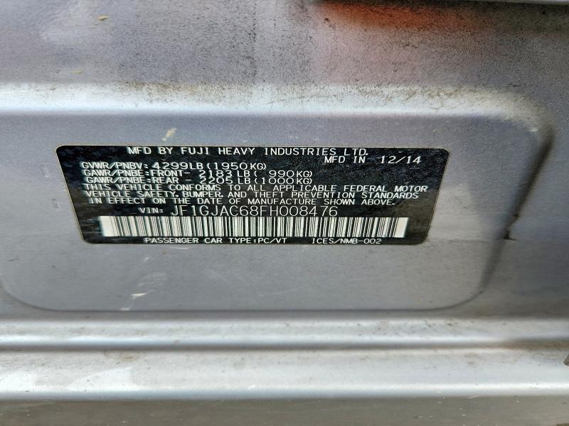 Продаж на аукціоні авто 2015 Subaru Impreza, vin: JF1GJAC68FH008476, номер лоту: 66226116