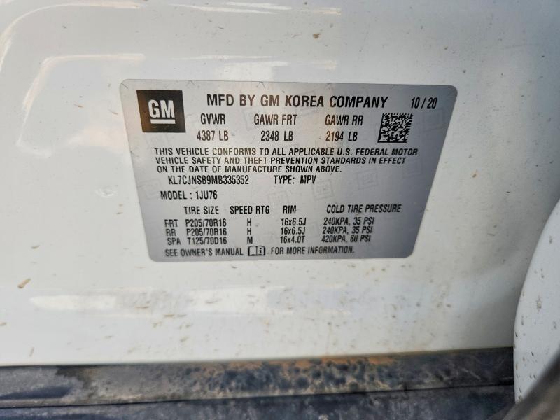 Aukcja sprzedaży 2021 Chevrolet Trax, vin: KL7CJNSB9MB335352, numer aukcji: 66622196