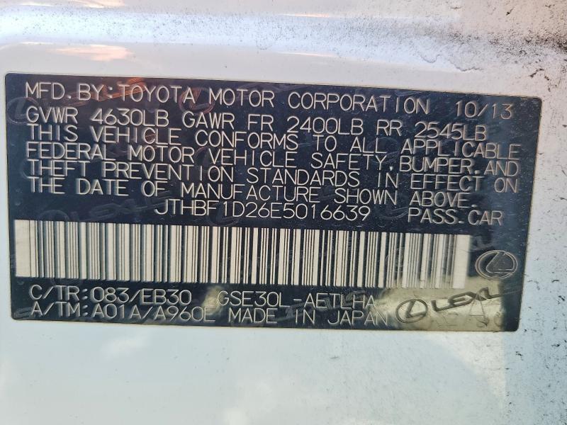 Продажа на аукционе авто 2014 Lexus Is, vin: JTHBF1D26E5016639, номер лота: 67132066