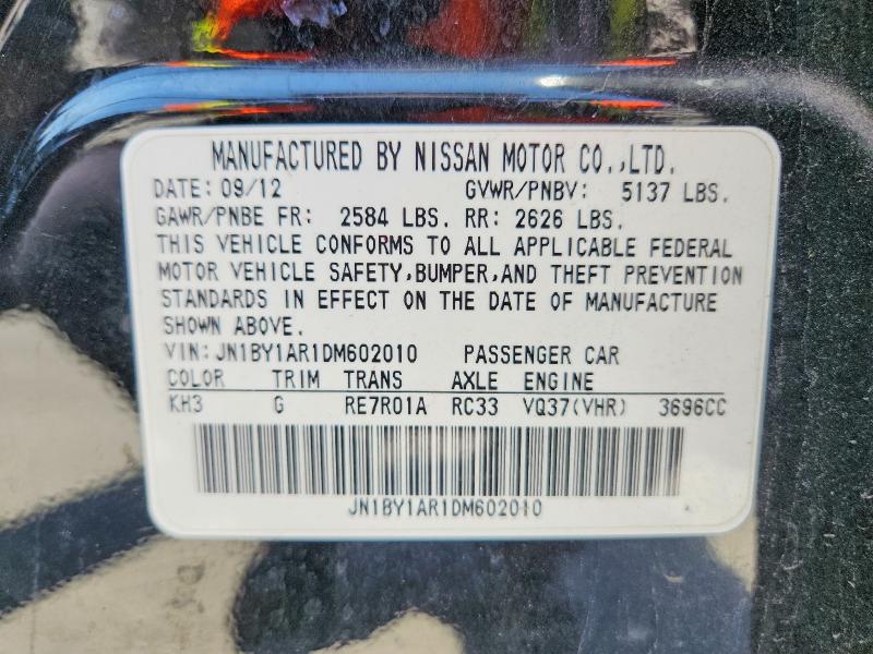 Aukcja sprzedaży 2013 Infiniti M37, vin: JN1BY1AR1DM602010, numer aukcji: 64324506