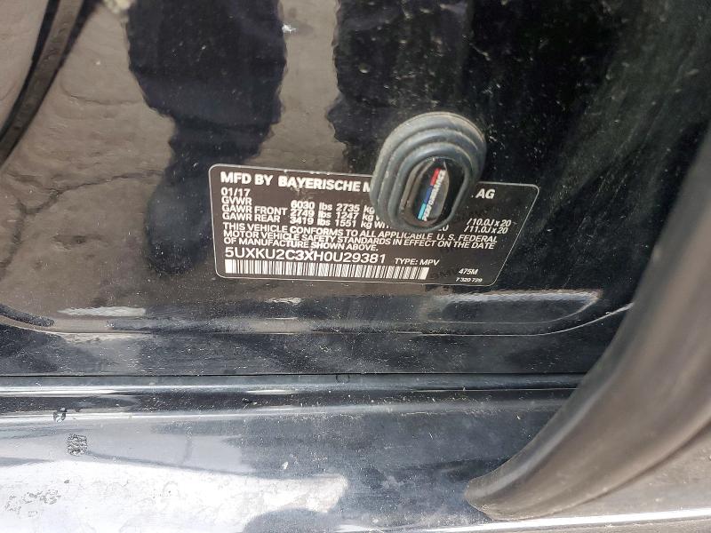 63938586 :رقم المزاد ، 5UXKU2C3XH0U29381 vin ، 2017 Bmw X6 مزاد بيع