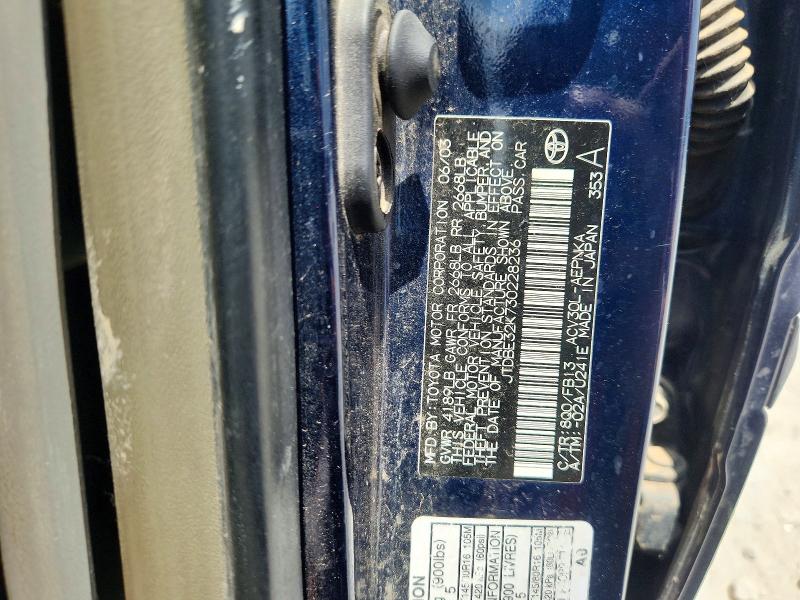 2003 Toyota Camry მანქანა იყიდება აუქციონზე, vin: JTDBE32K730228236, აუქციონის ნომერი: 64242616