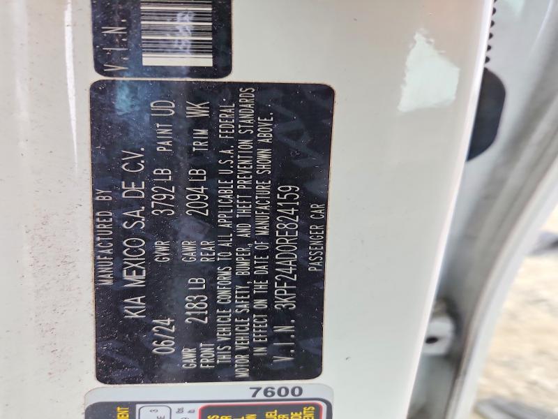 66112546 :رقم المزاد ، 3KPF24AD0RE824159 vin ، 2024 Kia Forte مزاد بيع