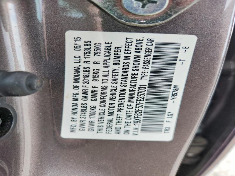 66451406 :رقم المزاد ، 19XFB2F57FE257031 vin ، 2015 Honda Civic مزاد بيع