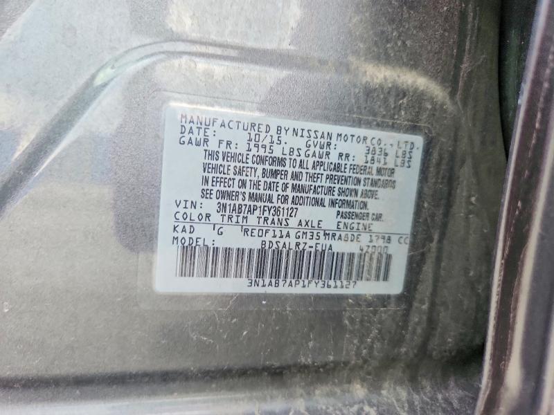 Продажа на аукционе авто 2015 Nissan Sentra, vin: 3N1AB7AP1FY361127, номер лота: 64217716