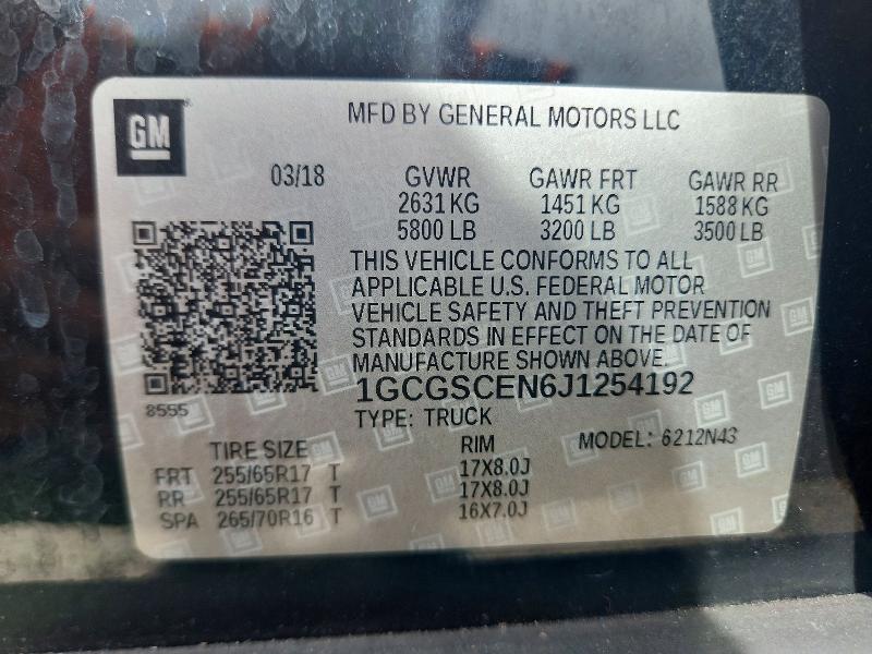 Aukcja sprzedaży 2018 Chevrolet Colorado, vin: 1GCGSCEN6J1254192, numer aukcji: 63275206