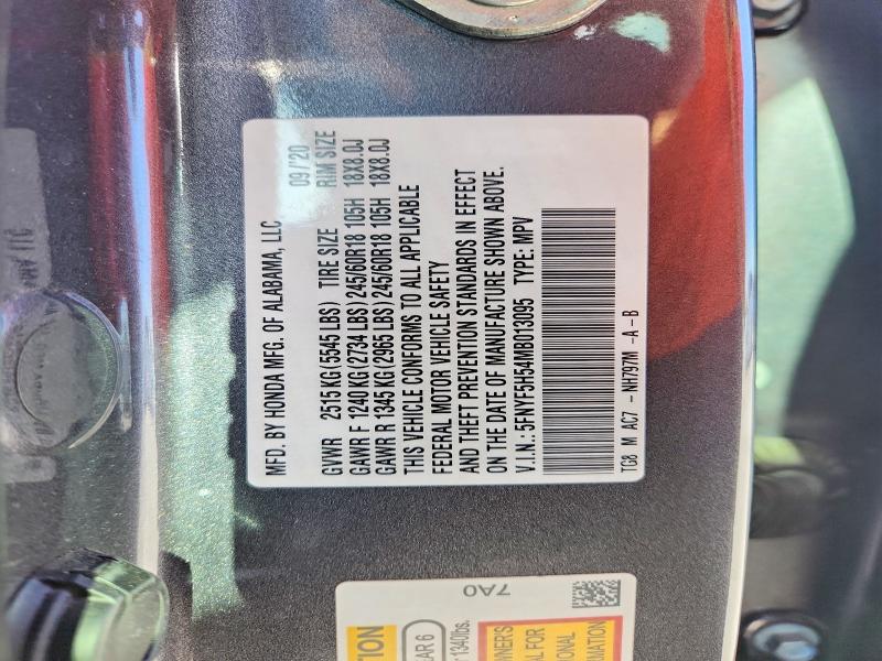 65814036 :رقم المزاد ، 5FNYF5H54MB013095 vin ، 2021 Honda Pilot مزاد بيع