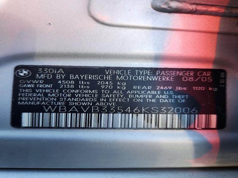 64757146 :رقم المزاد ، WBAVB33546KS32006 vin ، 2006 Bmw 330 مزاد بيع