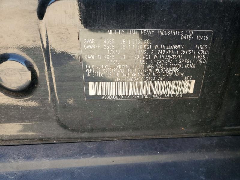 Aukcja sprzedaży 2016 Subaru Outback, vin: 4S4BSAFC1G3249793, numer aukcji: 65384536