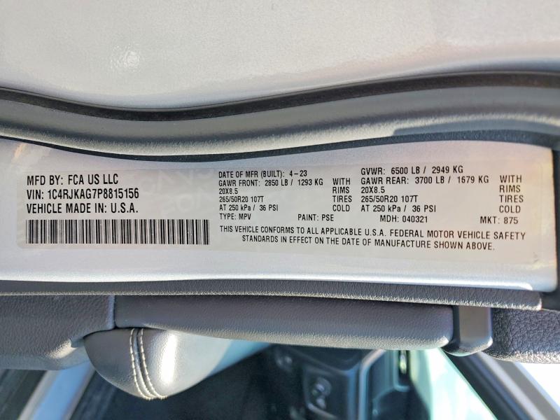 63421736 :رقم المزاد ، 1C4RJKAG7P8815156 vin ، 2023 Jeep Grand Cherokee مزاد بيع