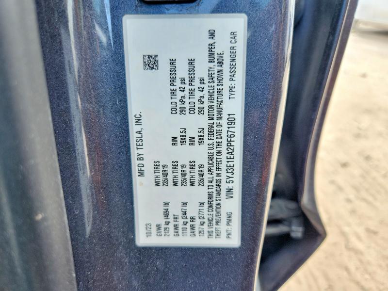 65170606 :رقم المزاد ، 5YJ3E1EA2PF671901 vin ، 2023 Tesla Model 3 مزاد بيع