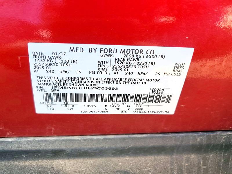 Продажа на аукционе авто 2017 Ford Explorer, vin: 1FM5K8GT0HGC03693, номер лота: 65439456