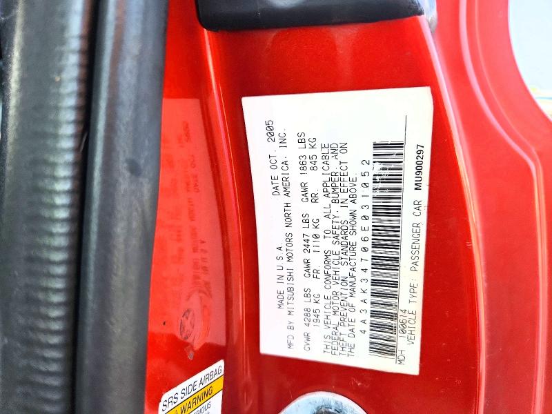 64377006 :رقم المزاد ، 4A3AK34T06E031052 vin ، 2006 Mitsubishi Eclipse مزاد بيع