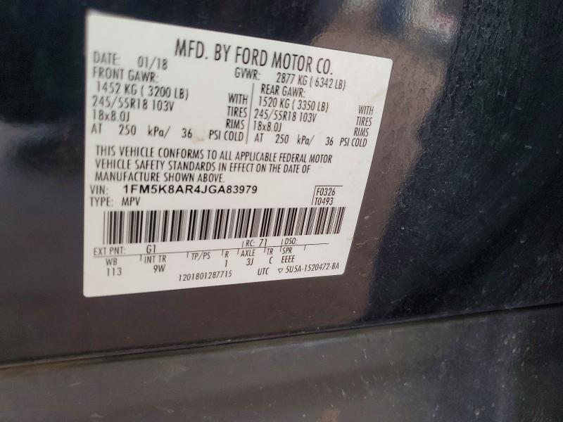 65960166 :رقم المزاد ، 1FM5K8AR4JGA83979 vin ، 2018 Ford Explorer مزاد بيع