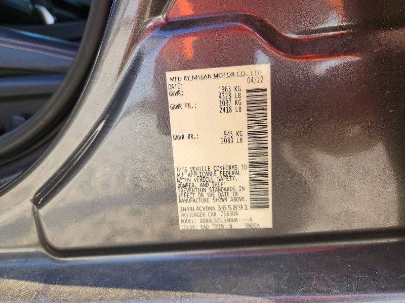 Aukcja sprzedaży 2022 Nissan Altima, vin: 1N4BL4CV0NN365891, numer aukcji: 66952026