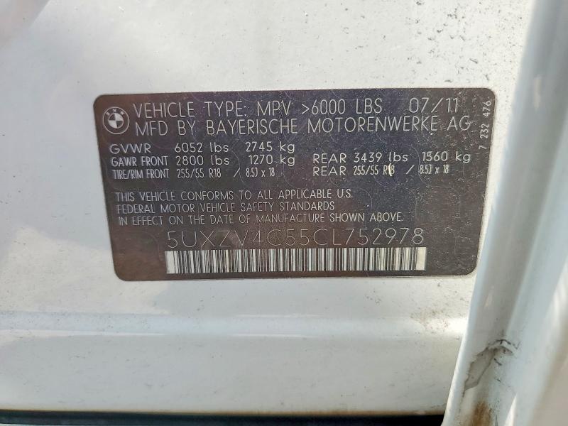 Aukcja sprzedaży 2012 Bmw X5, vin: 5UXZV4C55CL752978, numer aukcji: 65449446