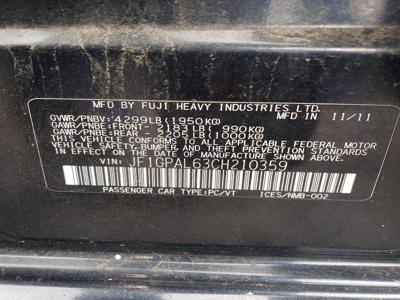 Aukcja sprzedaży 2012 Subaru Impreza, vin: JF1GPAL63CH210359, numer aukcji: 66074336