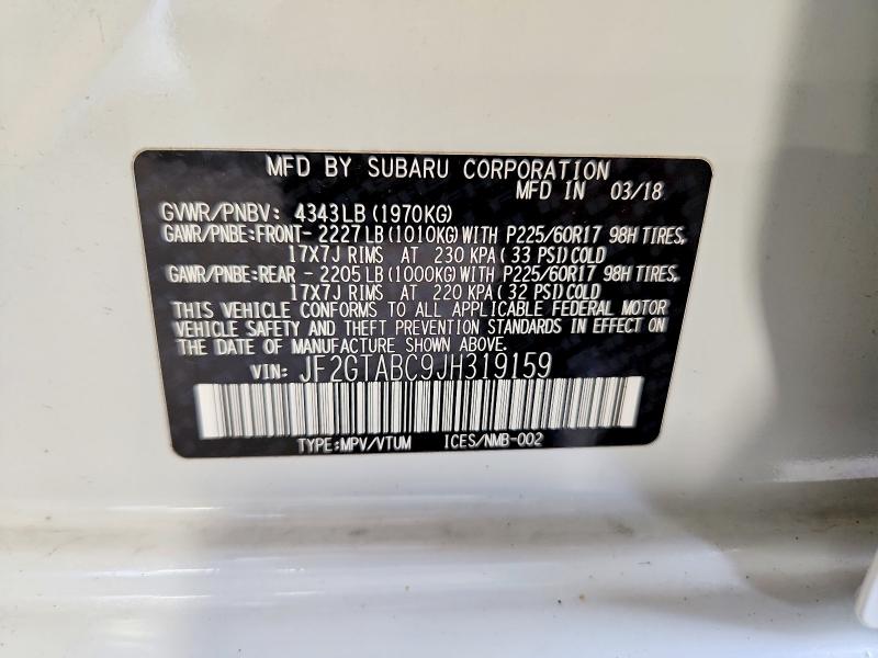 Aukcja sprzedaży 2018 Subaru Crosstrek, vin: JF2GTABC9JH319159, numer aukcji: 65875566