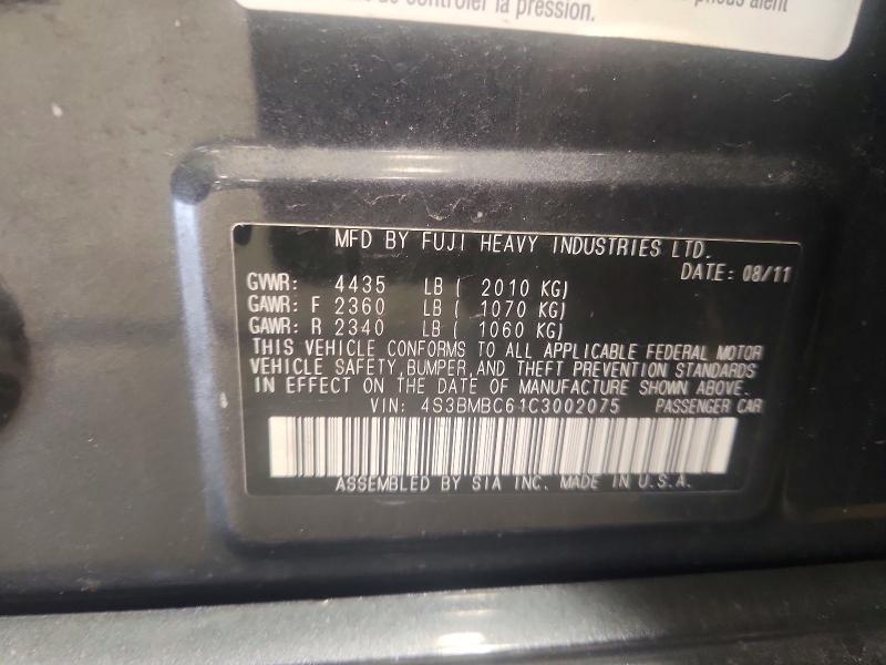 66419216 :رقم المزاد ، 4S3BMBC61C3002075 vin ، 2012 Subaru Legacy مزاد بيع