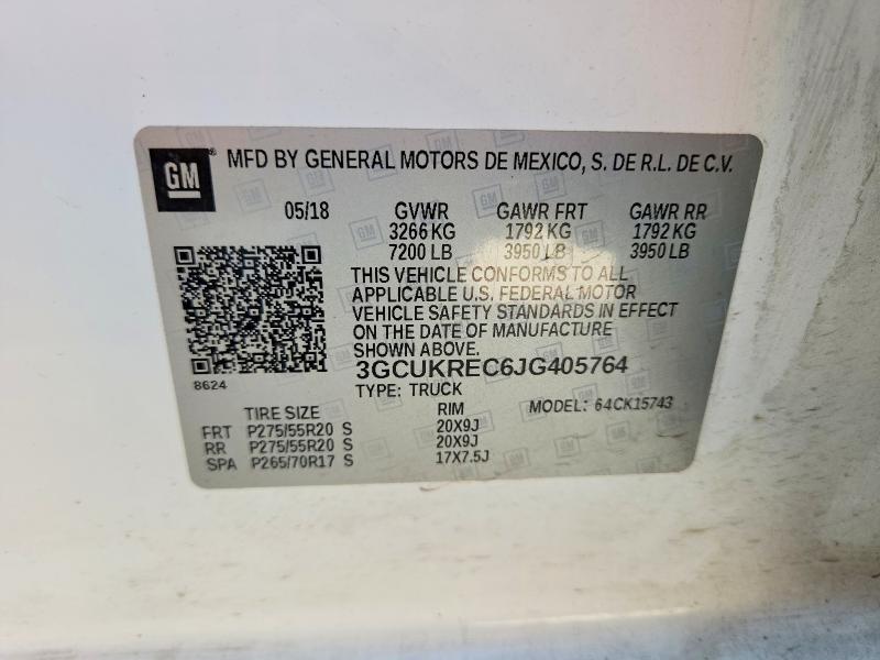 Aukcja sprzedaży 2018 Chevrolet Silverado, vin: 3GCUKREC6JG405764, numer aukcji: 66435186