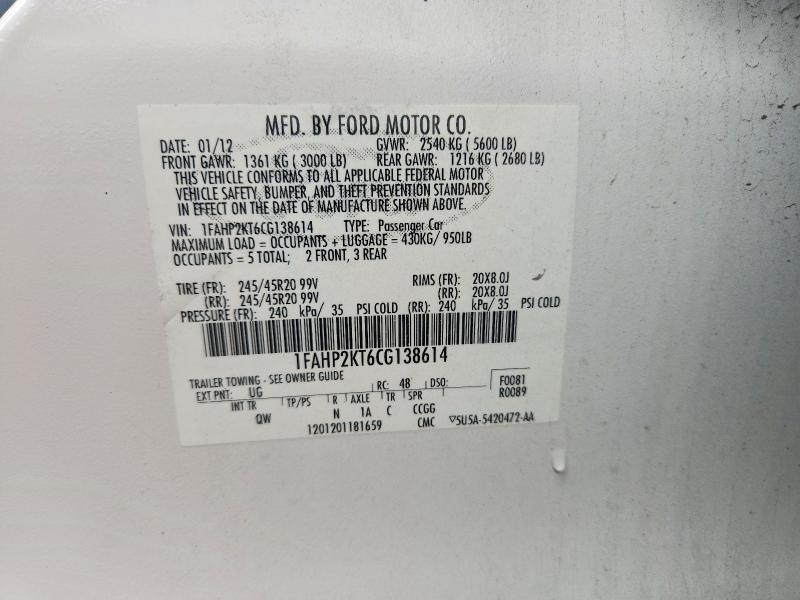 2012 Ford Taurus მანქანა იყიდება აუქციონზე, vin: 1FAHP2KT6CG138614, აუქციონის ნომერი: 64369676